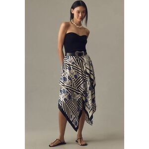 Maeve Silky Asymmetrical Midi Skirt Large Petite NWT